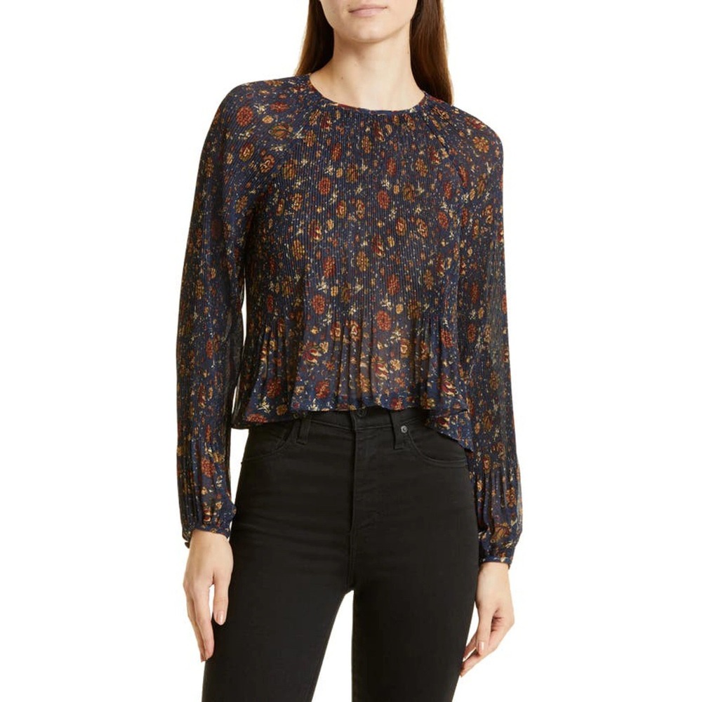 Veronica Beard Women's Lewin Floral Blouse‎ Ink Multi Sz 4